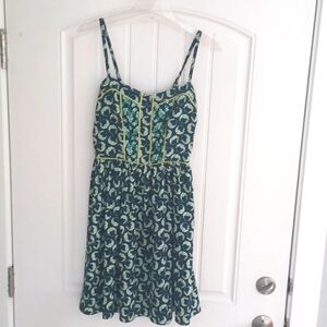 LC Lauren Conrad Teal Floral Bustier Spaghetti Strap Dress, Size 2#